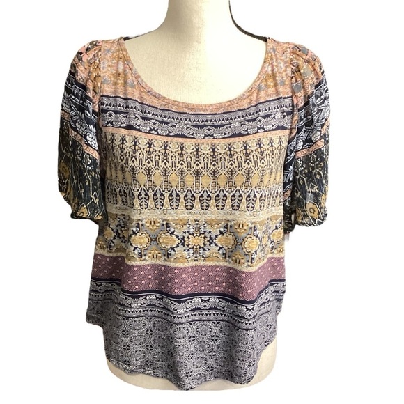 Lucky Brand Mixed Media‎ Flutter Sleeve Top, Medium Style 7W64640 - Picture 14 of 14